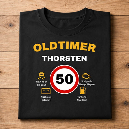 Oldtimer km/h - Personalisierbares T-Shirt Geschenk