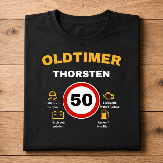 Oldtimer km/h - Personalisierbares T-Shirt Geschenk